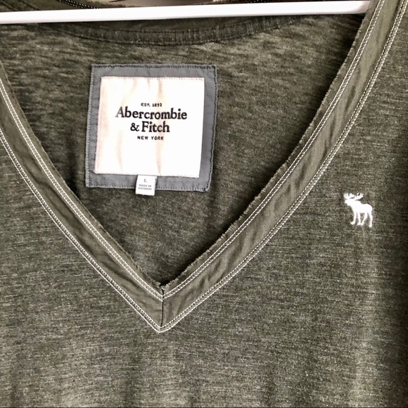Abercrombie Green V-neck Long Tee - Picture 2 of 4